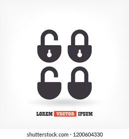 Lock open set vector icon 