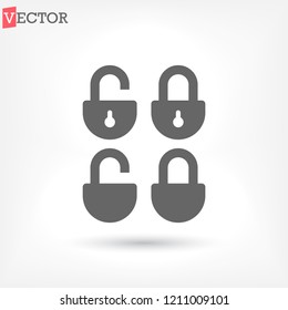 Lock open set vector icon 