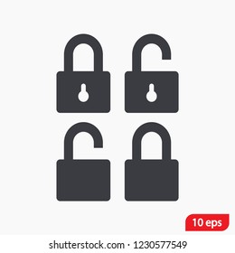 Lock open set vector icon 