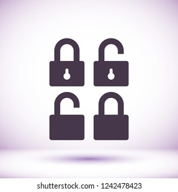 Lock open set vector icon 