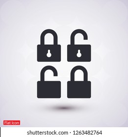 Lock open set vector icon 