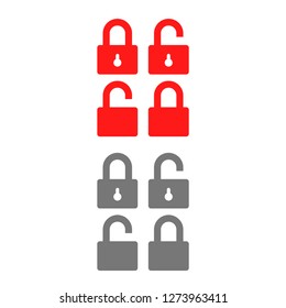 Lock open set vector icon 