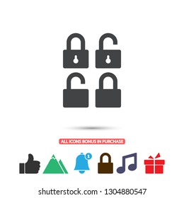 Lock open set vector icon 