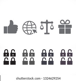 Lock open set vector icon 