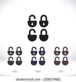 Lock open set vector icon 