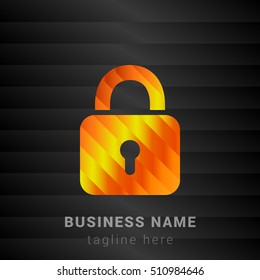 Lock Orange, Yellow and Black silk fashion premium icon / Logo