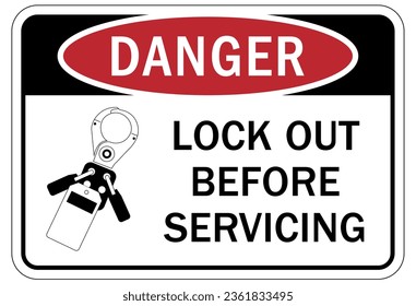 Lock out before maintenance sign and labels