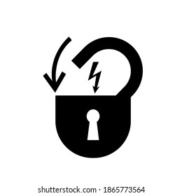 Lock Out Electrical Power Black Icon, Vector Illustration, Isolate On White Background Label. EPS10