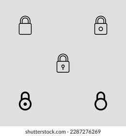 conjunto de iconos de esquema de bloqueo de ilustración vectorial aislada