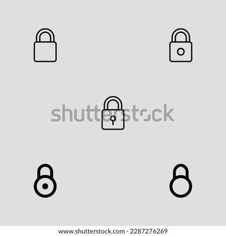 lock outline icon set isolated vector illustration