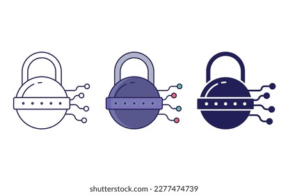 Lock outline and solid vector icon