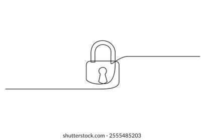 Lock Pad Metaphor for problem solving, solutions, and business accessibility. Continuous line art, Continuous line draw design vector illustration lockpad.