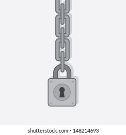 Lock pad on large metal chain 