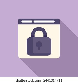 Lock pad web surf icon flat vector. Document online. Private use business