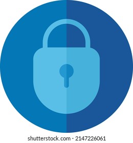 Lock, padlock, close, security icon or logo illustration vector graphic with blue, circle, flat style. Perfect use for ui, website, pattern, design, etc.