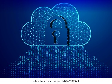 Lock, Padlock, and cloud computing code. Blue bytes of binary code flying through a vortex, background code depth of field/Binary code background
