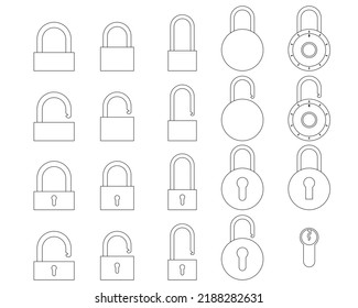 lock padlock collection vector isolated