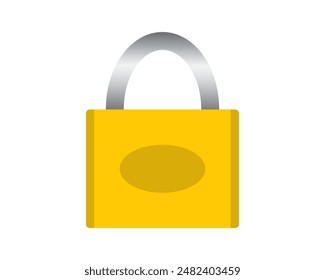 Icono de candado de candado plano Vector. Símbolo, candado, seguro, seguridad, bloqueo, llave, protección, seguro, desbloqueo, amarillo. Se puede utilizar para el Anuncio, el Diseño web, el cartel. Vector aislado sobre fondo blanco.