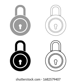Lock Padlock icon outline set black grey color vector illustration flat style image
