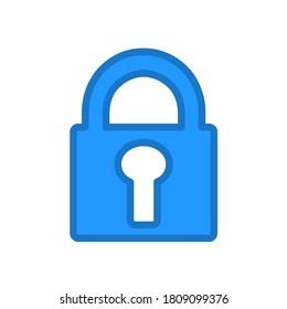 lock padlock, keyhole symbol blue color icon, Vector Illustration