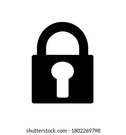 lock padlock, keyhole symbol flat black line icon, Vector Illustration