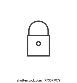 Lock padlock line icon, outline vector sign, linear style pictogram isolated on white. Password symbol, logo illustration. Editable stroke