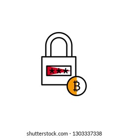 lock, password, bitcoin, cryptocurrency icon. Element of color finance. Premium quality graphic design icon. Signs and symbols collection icon for websites
