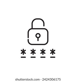 Lock and password covered by asterisks. Logging into account. Pixel perfect icon