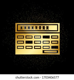 Lock, password gold icon. Vector illustration of golden particle background.