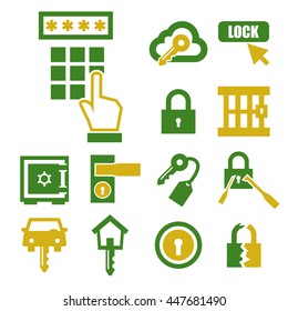 lock, password icon set
