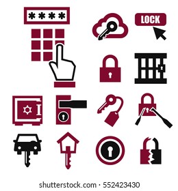 lock, password icon set