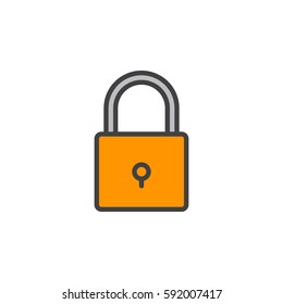 Lock, password line icon, filled outline vector sign, linear colorful pictogram isolated on white. Symbol, logo illustration. Editable stroke. Pixel perfect