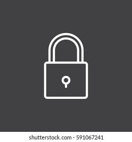 Lock, password line icon, outline vector sign, linear white pictogram. Symbol, logo illustration. Editable stroke. Pixel perfect