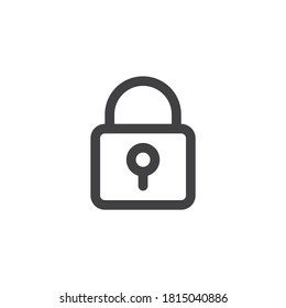 Bloquear, icono de la línea de contraseña. Signo de estilo lineal Padlock para concepto móvil y diseño web. Icono de vector de contorno de bloqueo de seguridad. Símbolo privado, ilustración del logotipo. Gráficos vectoriales