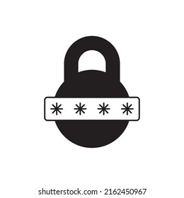 Lock password, private icon in black flat glyph, filled style isolated on white background