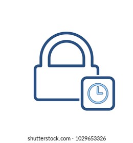Lock password private protection secure time icon. Vector illustration