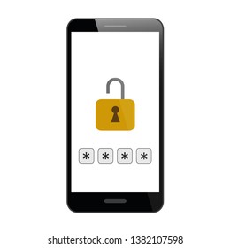 lock password protected smartphone pin code vector illustration EPS10