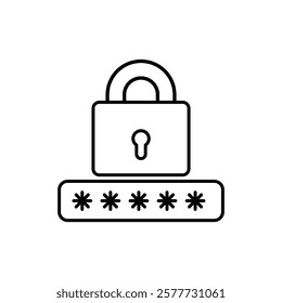 Lock, password, security icon. vector flat black linear illustration for web and app..eps