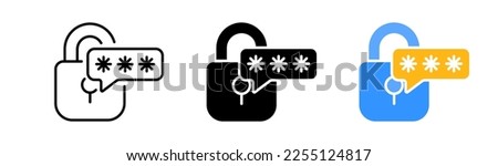 Lock with password sign line icon. Privacy threat, antivirus, hacking protection, personal data, private information, unlock, safety. Vector icon in line, black and colorful style on white background