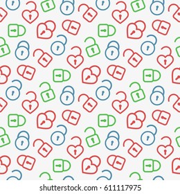 Lock pattern background. Seamless flat vector stock illustration