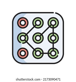 Lock Pattern Icon Vector Illustration. Flat Outline Cartoon. Cyber Security Icon Concept Isolated Premium Vector