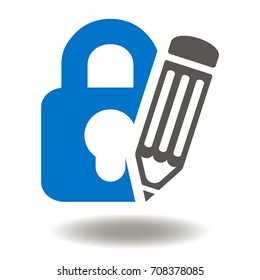 Lock Pencil Icon Vector. Security Programming and Development Illustration. Secure API Creation Logo Symbol.