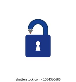 Lock Pencil Logo Icon Design