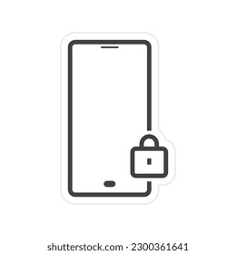 Lock phone line icon. Phone sign off, locked, not in communication. Security concept.