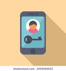 Lock phone user icon flat vector. Mobile registration access. Code secure message