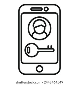Lock phone user icon outline vector. Mobile registration access. Code secure message