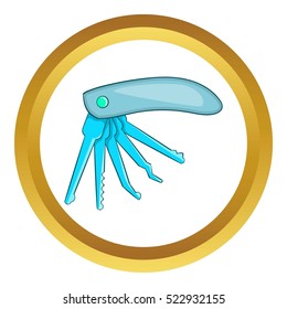 Lock picks vector icon in golden circle, cartoon style isolated on white background