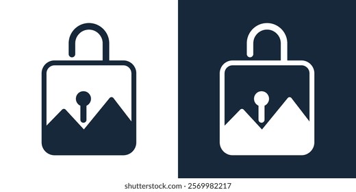 lock and picture abstract vector logo