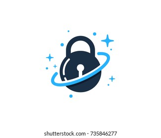 Lock Planet Icon Logo Design Element
