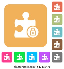 Lock plugin flat icons on rounded square vivid color backgrounds.